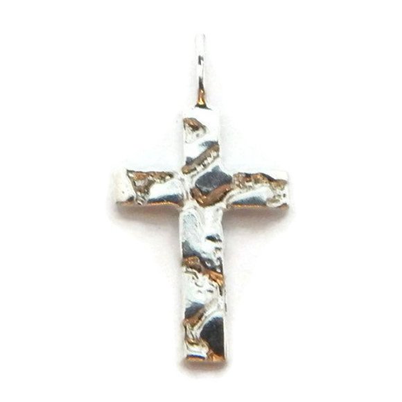 Cross Nugget Pendant Charm .925 Sterling Silver - Picture 2 of 2